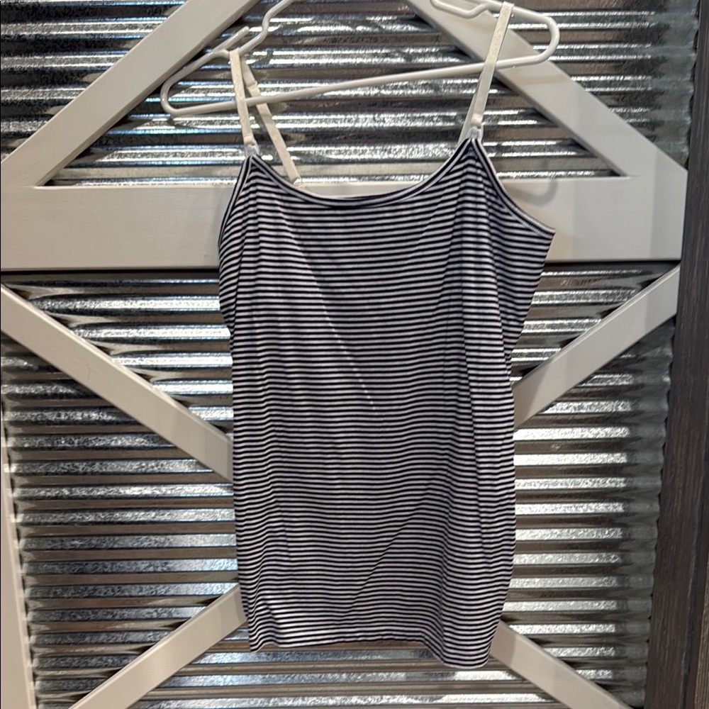 Motherhood Maternity Fitted Blue and White Tank Top